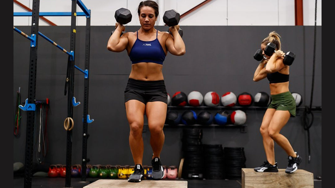 dumbbell box jumps _plyometrics with weights