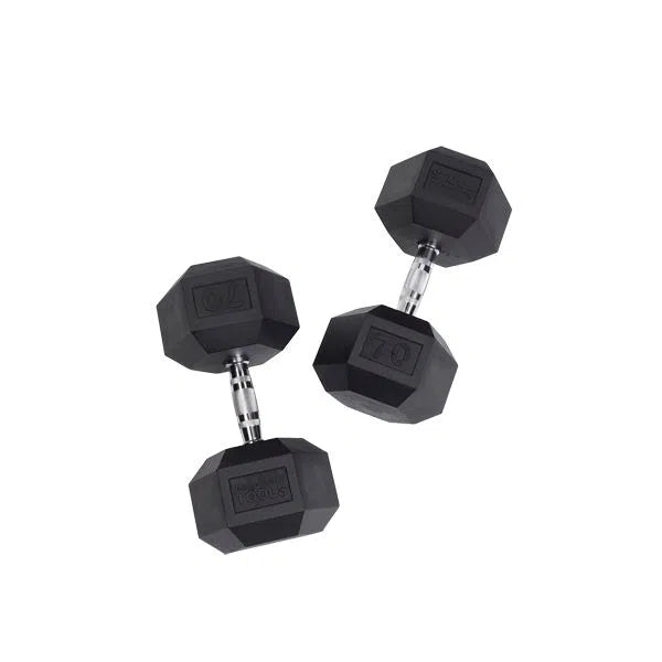 70 lb. rubber dumbbell pair
