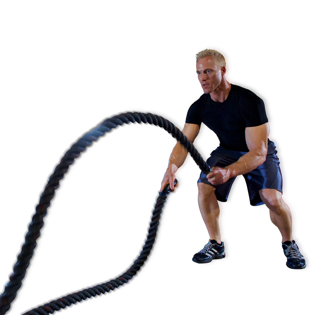 A man training with the Body-Solid Gym Ropes BSTBR 