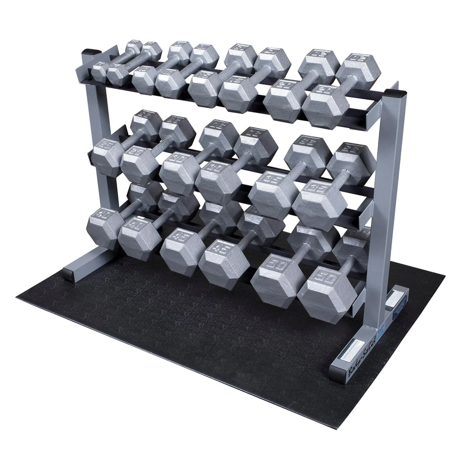 Body-Solid 5-50 lb. Iron Hex Dumbbell Package with Rack GDR363-PKG Muscle and Strength Training Solution Healthy and Safe Workout
