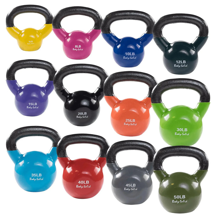 5 - 50 lb. Color Vinyl Kettlebell Set