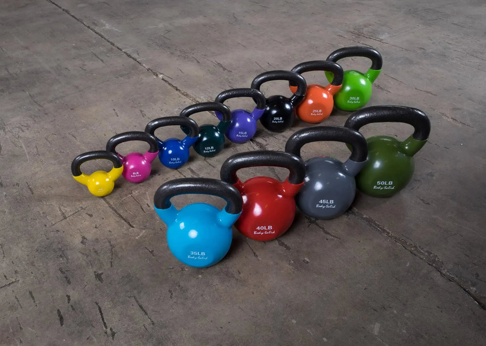 Body-Solid Vinyl Kettlebell Set KBV on display