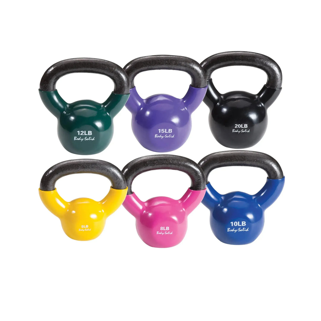 5 - 20 pound Body-Solid Vinyl Kettlebell Set KBV