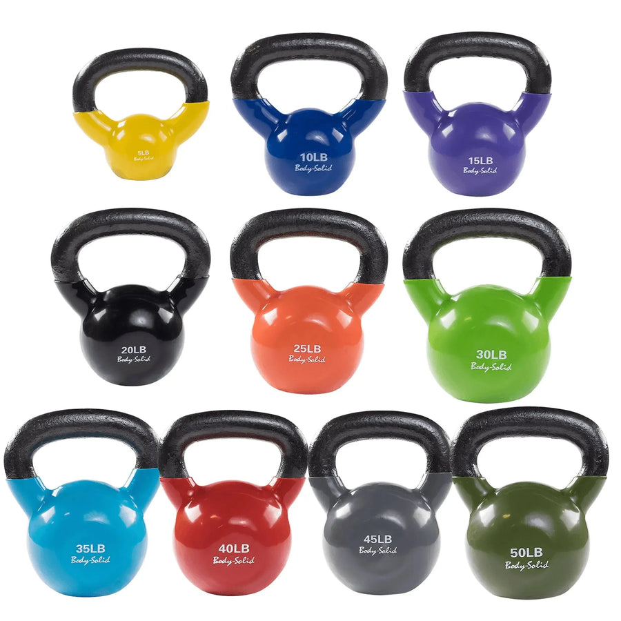 5 - 50 lb. Body-Solid Vinyl Kettlebell Set KBV
