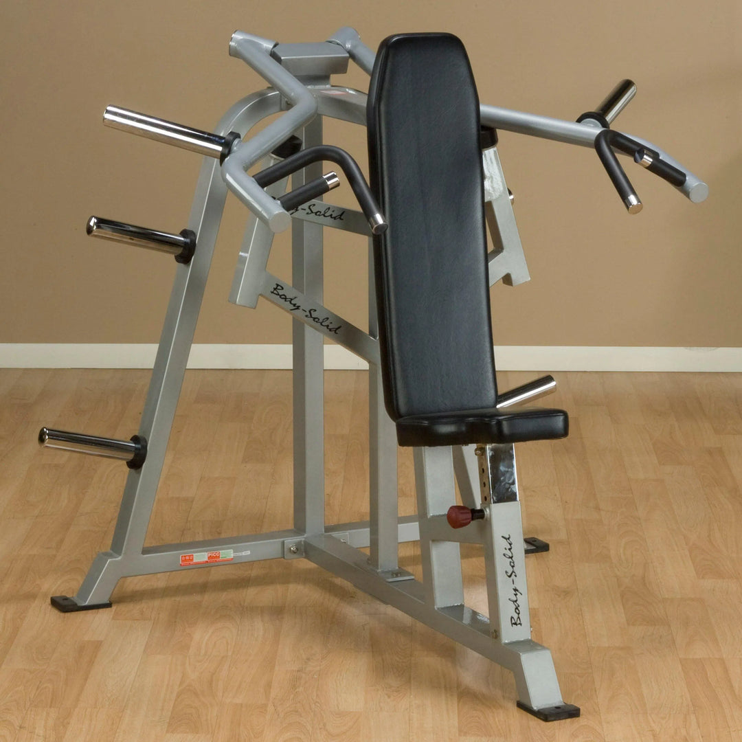 Body-Solid Seated Shoulder Press Machine LVSP showcased without the weight plates