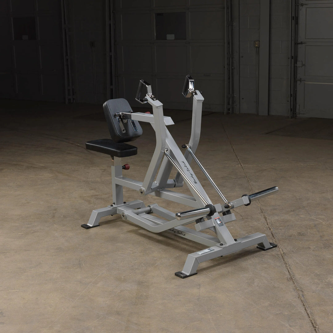 Body-Solid Back Row Machine LVSR on display without the weight plates