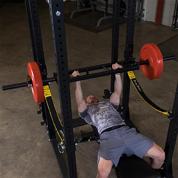 man bench press workout with Body-Solid Multi Grip Bench Press Bar OMG86