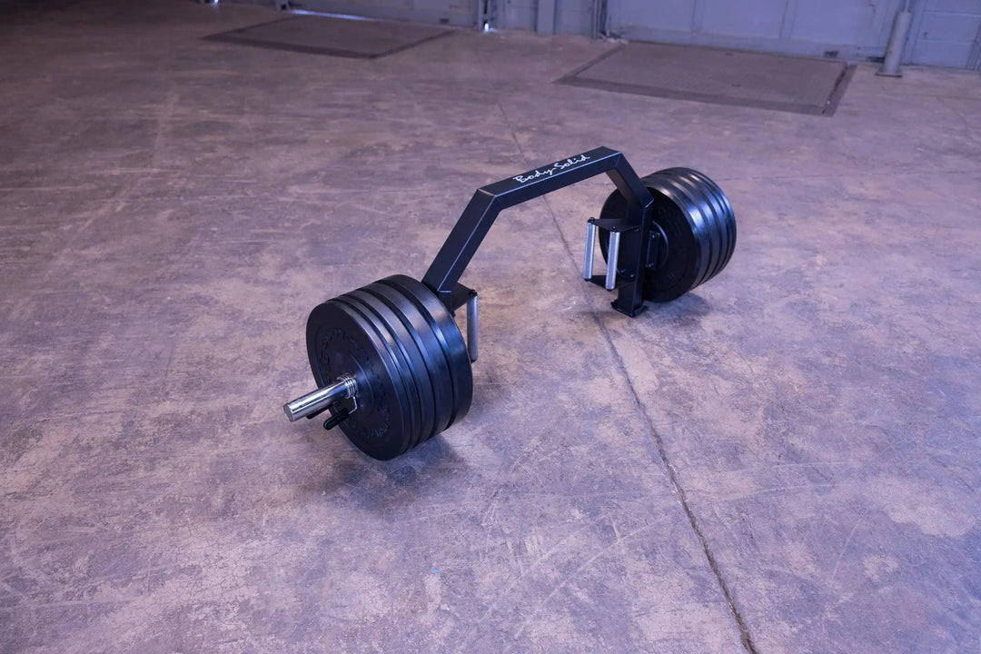Body-Solid Open Trap Bar OTB100 on display with weight plates