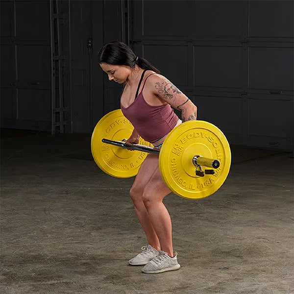 woman back row workout on Body-Solid Hex Bar OTB50