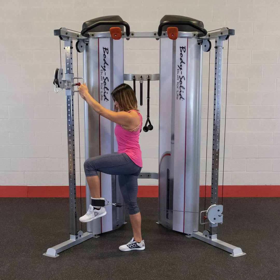 woman cable leg lift workout on Body-Solid Commercial Functional Trainer S2FT