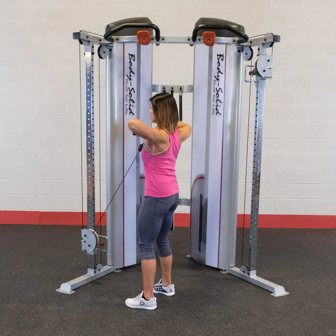 woman cable high pull exercise on Body-Solid Commercial Functional Trainer S2FT