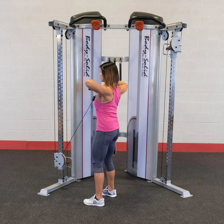 woman cable high pull exercise on Body-Solid Commercial Functional Trainer S2FT