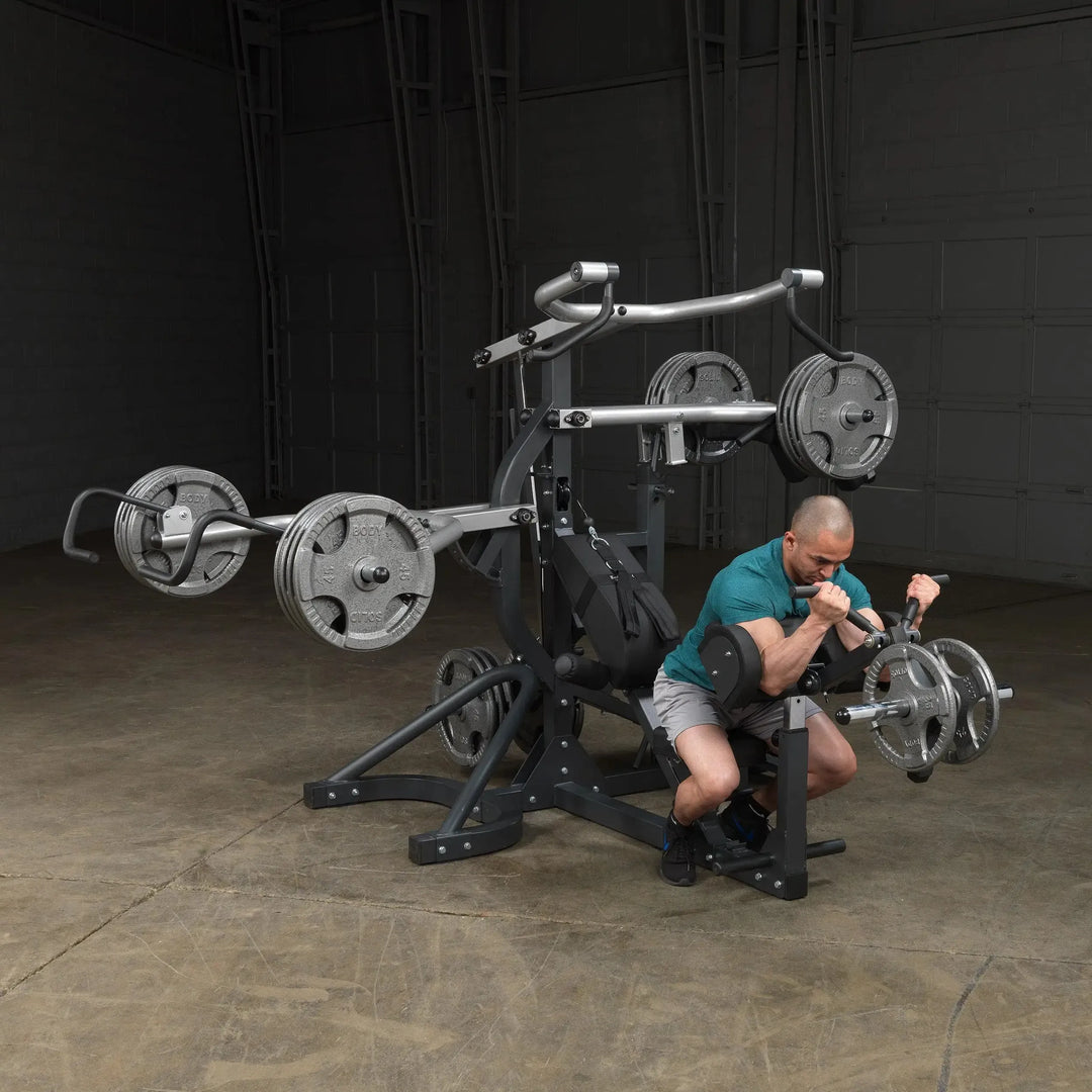 man preacher curls on Body-Solid Freeweight Leverage Gym SBL460P4