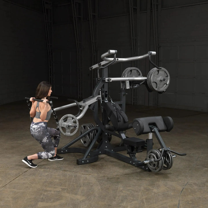 woman squat workout on Body-Solid Freeweight Leverage Gym SBL460P4