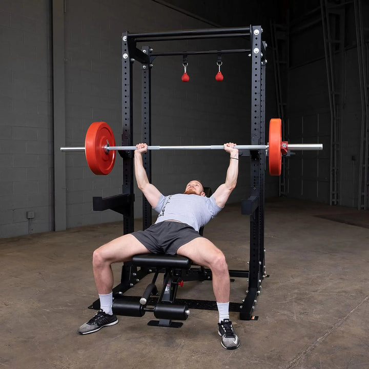 man incline bench press workout on Body-Solid Half Power Rack Extended SPR500BACK