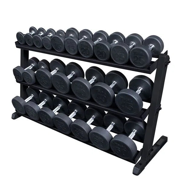 Body-Solid 5-60 lb. Round Rubber Dumbbell Package w/ Rack