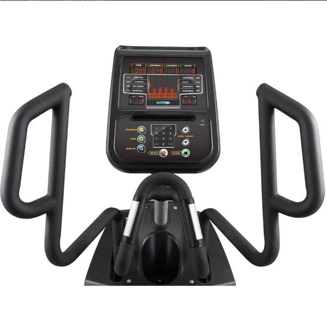 SteelFlex Commercial Elliptical Trainer PESG closer look on display monitor and controls