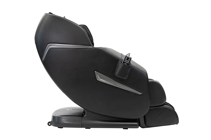 RockerTech Bliss Full Body Massage Chair black variant viewed from the right side with the storage pocket for the remote