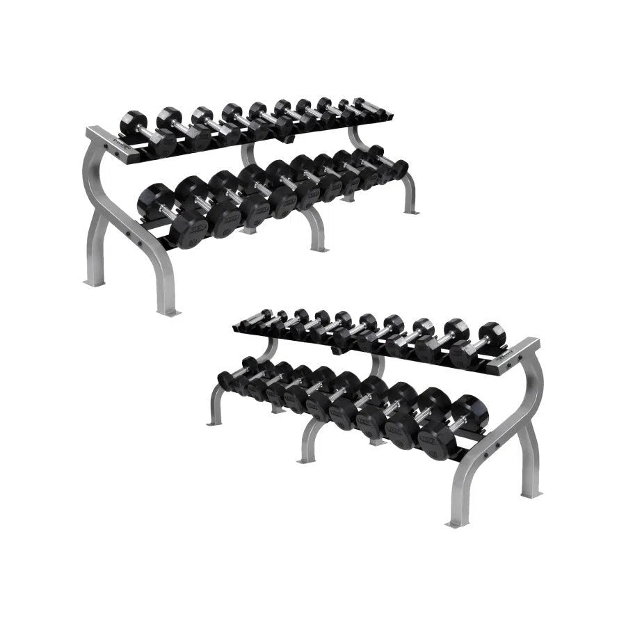Troy 5-100 lb Rubber Commercial Dumbbell Set with Rack COMMPAC-TSDR100 Muscle and Strength Training Solution Healthy and Safe Workout