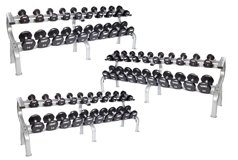 Troy 5 150 lb Urethane Commercial Dumbbell Set w Racks WorkoutHealthy LLC