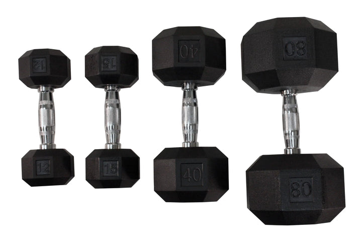 Troy Barbell VTX Rubber Octagon Dumbbells SD-005-100R in 12, 15, 40, and 80 lbs.