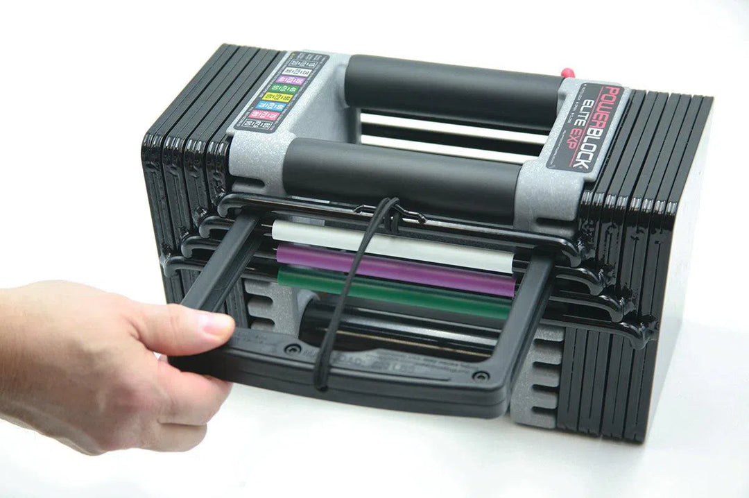 Adjusting PowerBlock 50 lb Adjustable Dumbbell Set