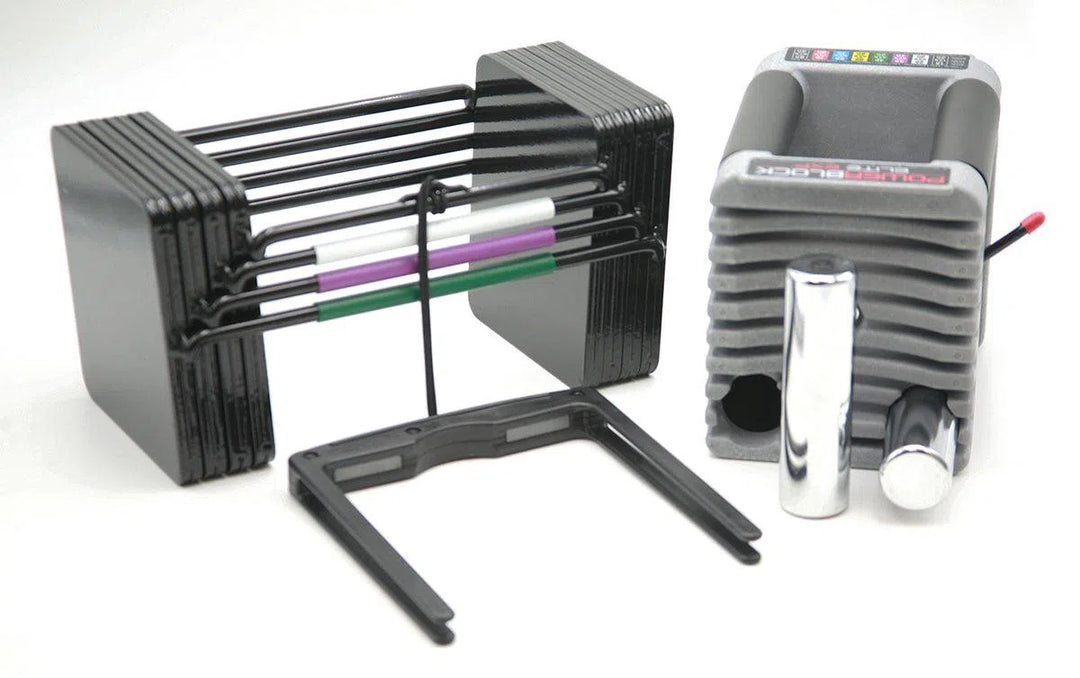 inside components of PowerBlock 50 lb Adjustable Dumbbell Set