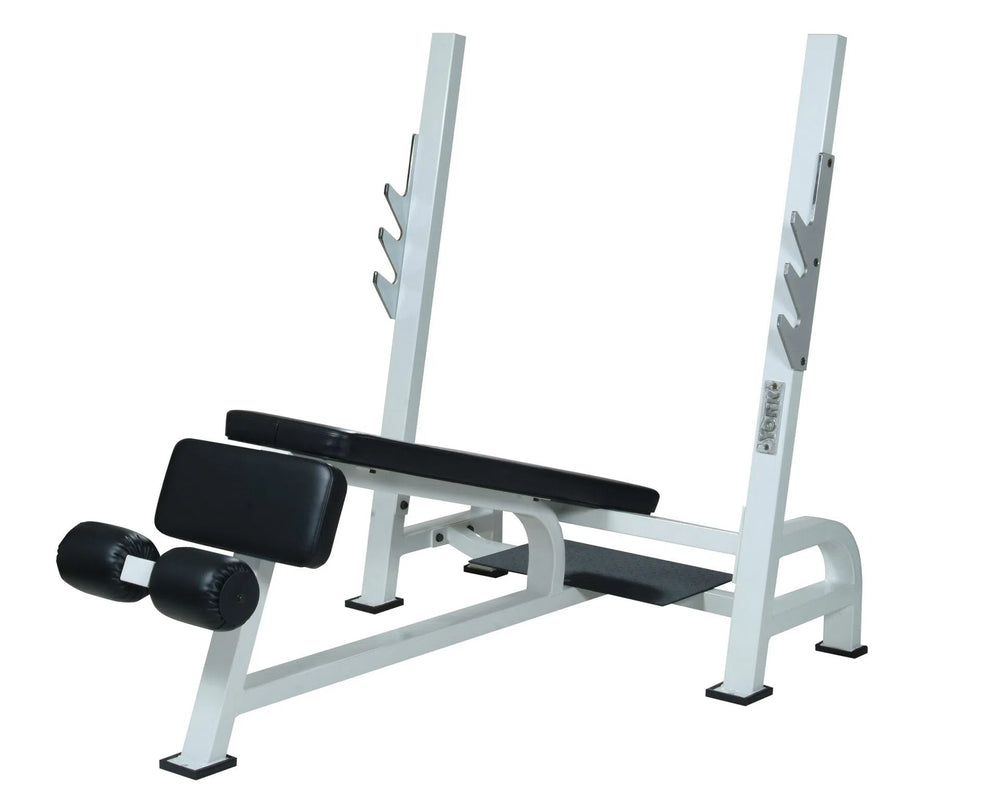 York Barbell York STS Olympic Decline Bench Press with 3 Bar Holders 54039-55039 white color option