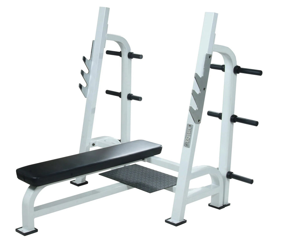 York Barbell York STS Olympic Flat Bench Press with 3 Bar Holders 54041-55041 Muscle and Strength Training Solution Healthy and Safe Workout  White