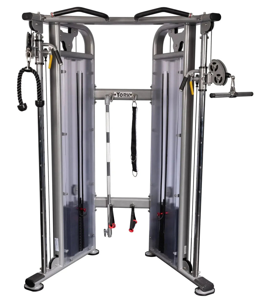 Introducing the York STS Functional Cable Crossover Machine from York Barbell, a versatile tool for functional workouts. With adjustable pulleys, weight stacks, and attachments like a rope, straight bar, and single handles, its designed to elevate your strength training routine.