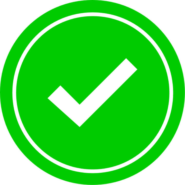 A green circle with a white check mark inside.
