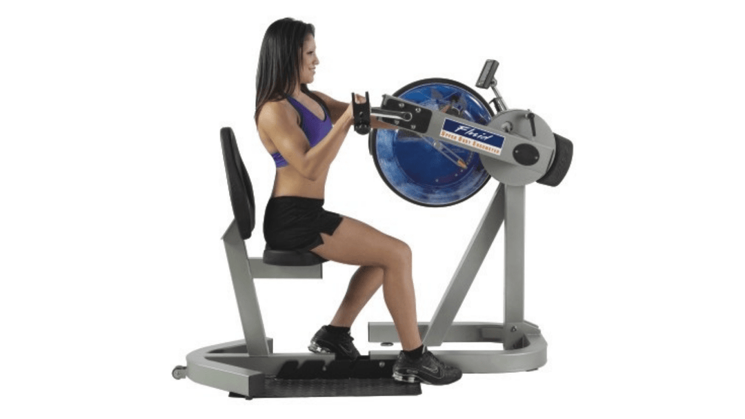Upper body ergometer arm bike set up for a seated upper body cardio workout