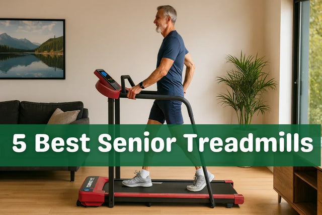 The REDLIRO Walking Treadmill, our best overall treadmill for seniors, with full-length handrails for safe walking.