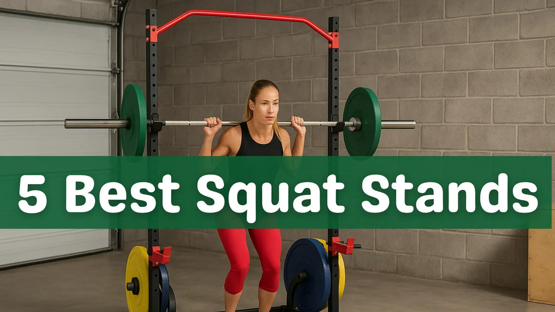 A man performs a barbell squat on the YOLEO Squat Rack, our best overall squat stand pick for home gyms and small spaces.