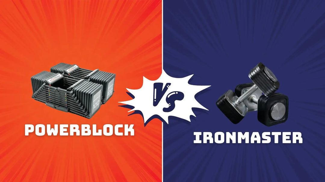 PowerBlock and Ironmaster adjustable dumbbells compared side by side