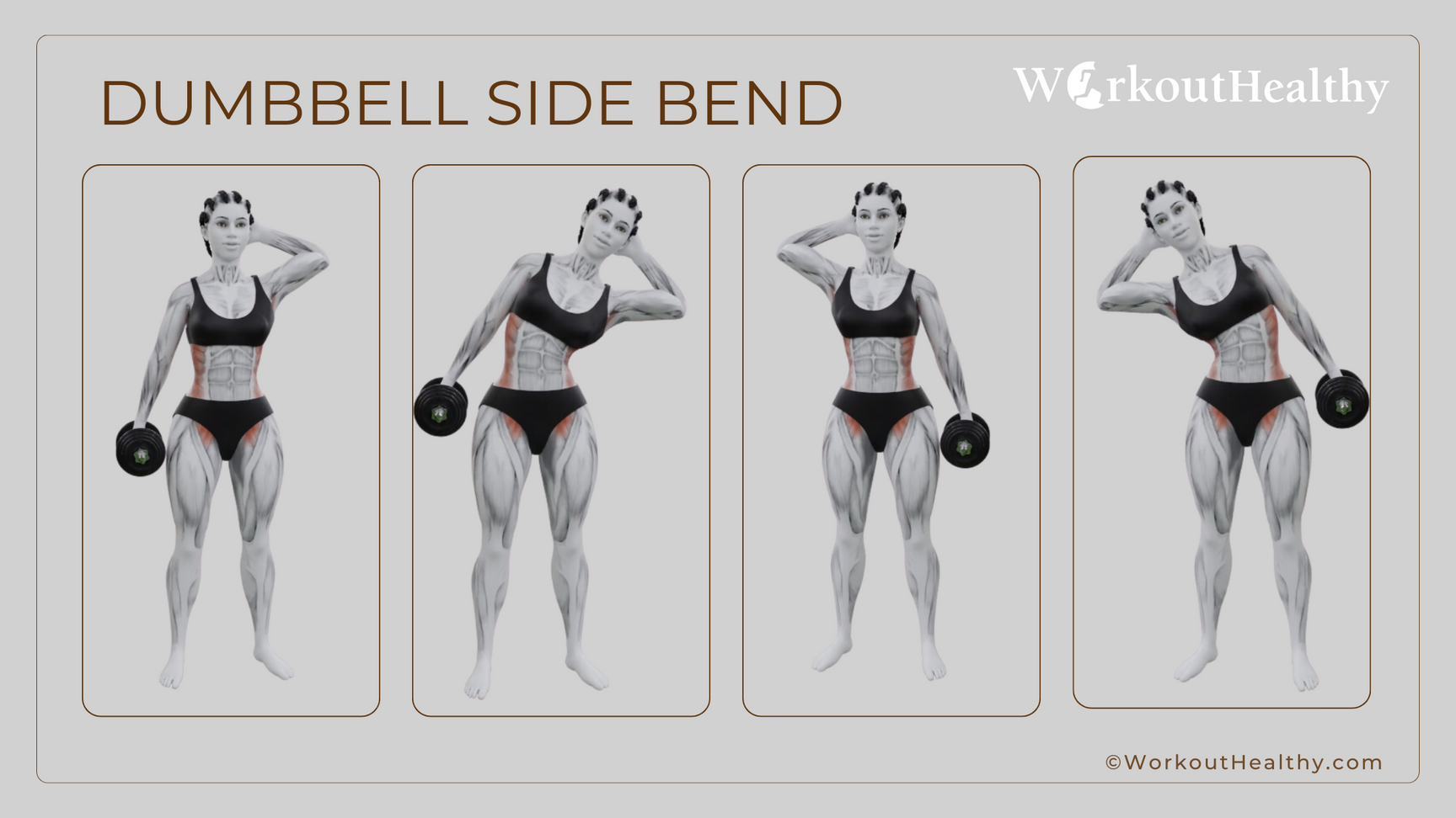 how to do the dumbbell side bend illustration female