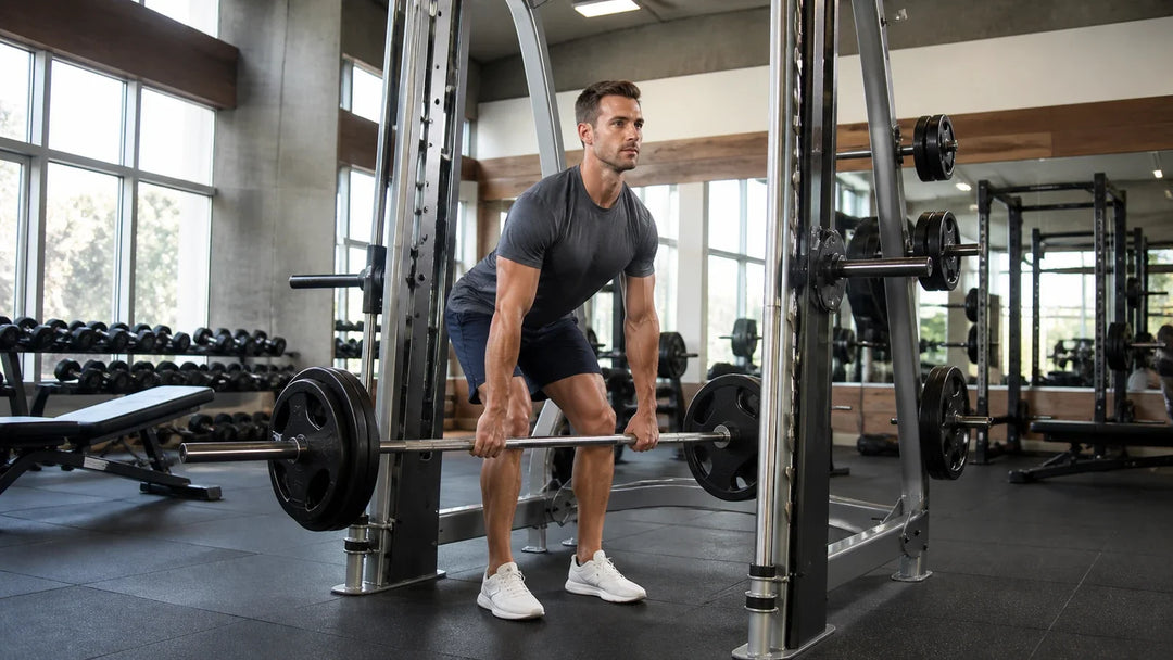 Man performing a Smith machine Romanian deadlift with a neutral spine
