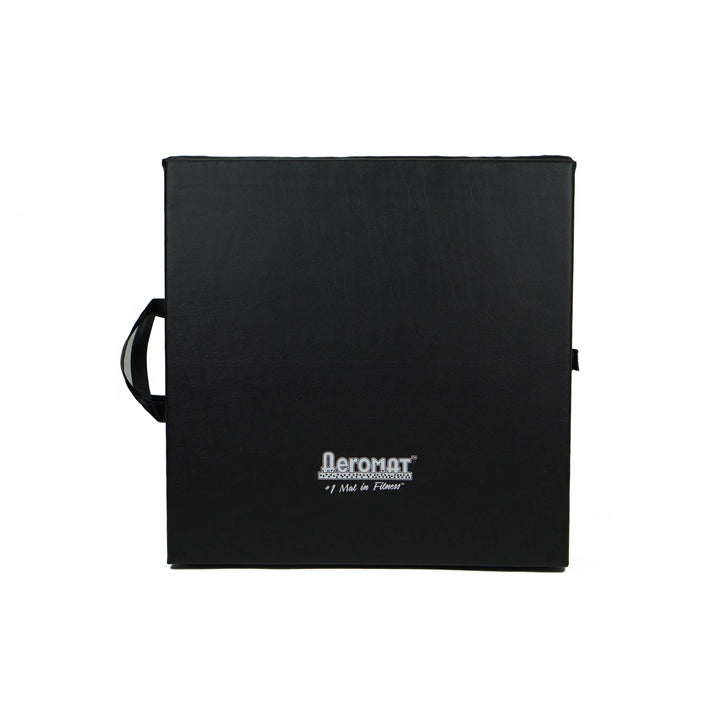 Aeromat Thick Exercise Mat folded mode with carrying handle for easy transport.