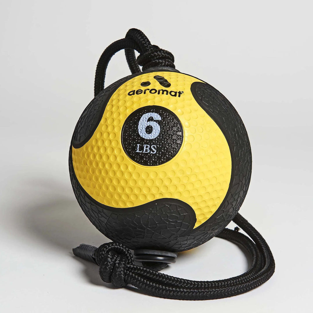 A 6 lbs AeroMat Medicine Ball with Rope