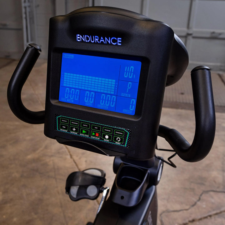 Body Solid Endurance Commercial Recumbent Bike closer look at the Endurance LED display monitor