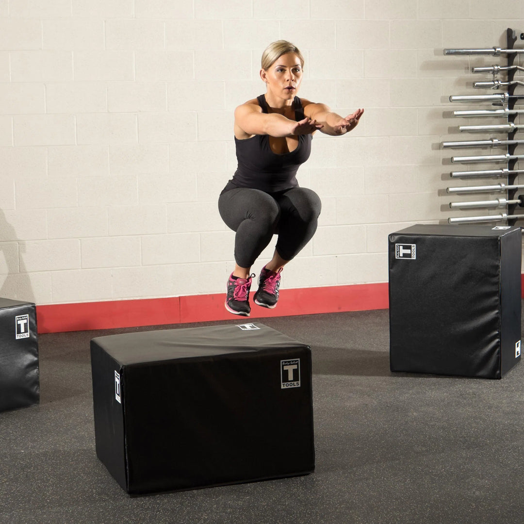woman box jumps on Body-Solid Soft Plyo Box BSTSPBOX