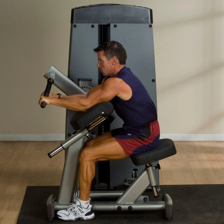 man triceps extensions on the Body-Solid Bicep and Tricep Machine DBTCSF