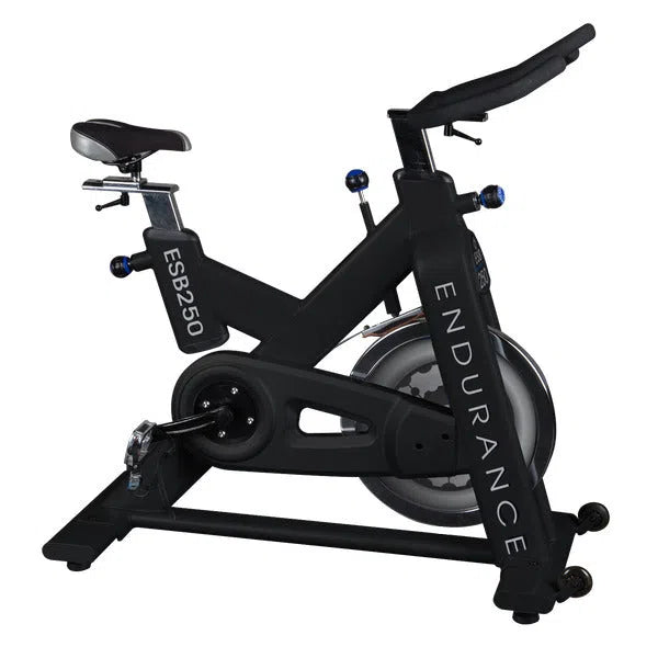 Body-Solid Endurance ESB250 indoor cycle set up for high intensity training