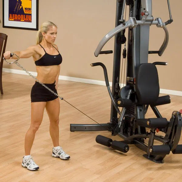 woman shoulder cable lateral raise on Body-Solid Fusion Commercial Exercise Machine F600