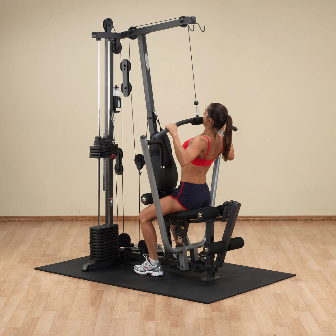 woman lat pulldown workout on Body-Solid Compact Home Gym G1S