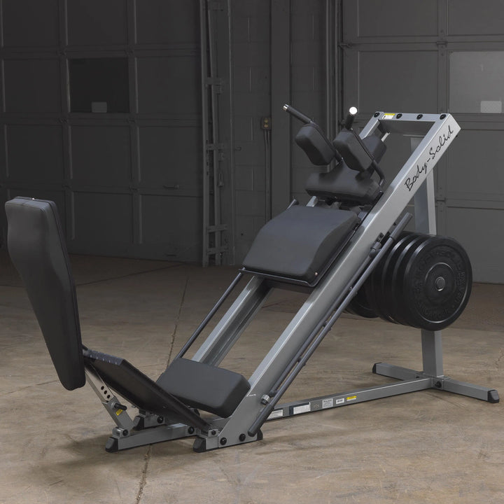 Body-Solid Leg Press Hack Squat Machine GLPH1100 squats training configuration on display