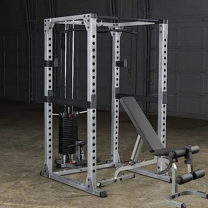 Body-Solid Power Rack Set GPR378P4 commercial power rack with weights and bench