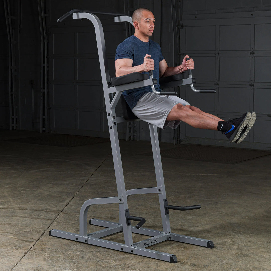 man leg raises ab workout on Body-Solid Power Tower GVKR82