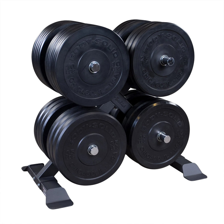 Body-Solid Weight Plate Rack GWT66 with black weight plates