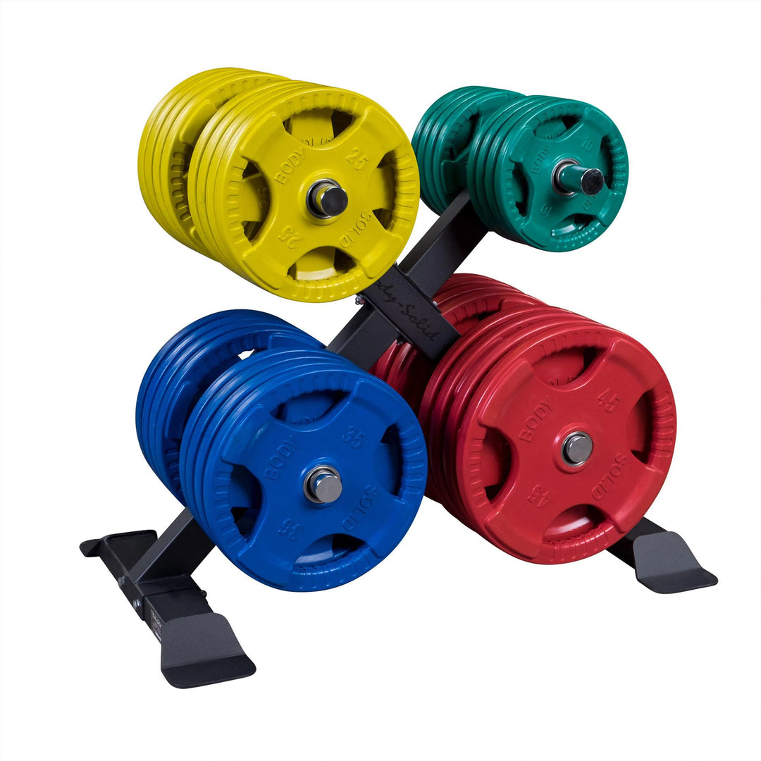 Body-Solid Weight Plate Rack GWT66 with color-coded weight plates